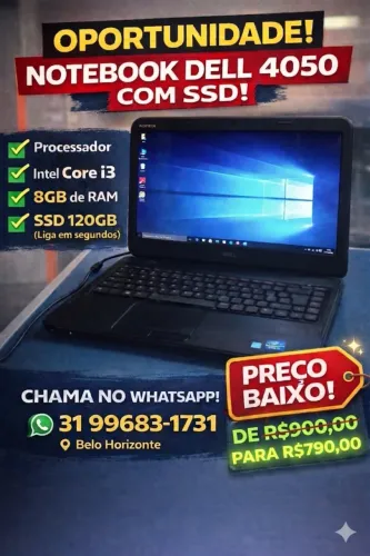 notebook dell n4050 i3 8 gigas e ssd 120