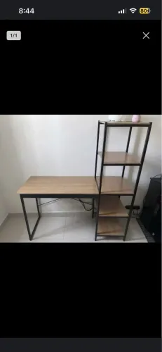 Escrivaninha com Estante para Estudo / Home Office - Slim Industrial Canela Preto MDF