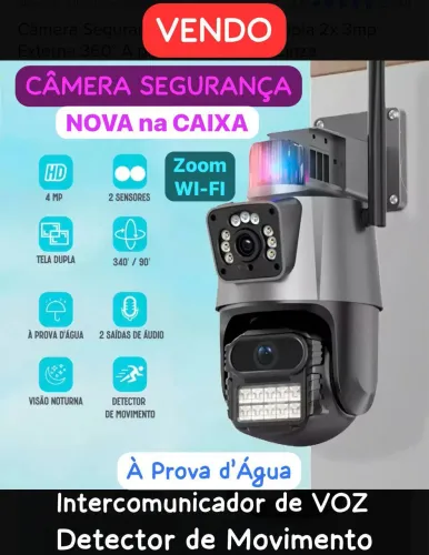 CÂMERA SEGURANÇA 2 Lentes Tela Dupla Visão Noturna Detector Movimento Áudio NOVA NA CAIXA