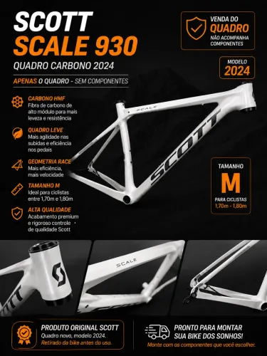 Quadro Scott Scale 930 Carbono 2024 Branco - Tamanho M