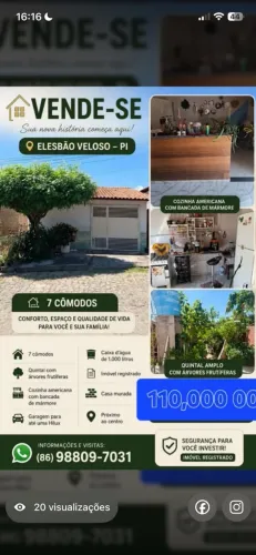 Casa a venda em Elesbão veloso 