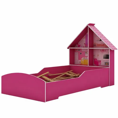 Cama Infantil Casinha 100% MDF Rosa/Pink Ploc Pink