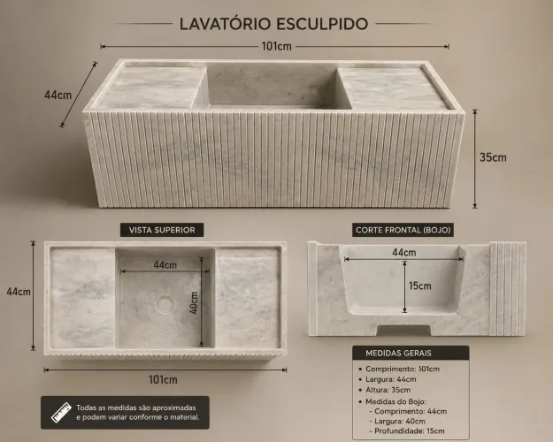 Lavatório estrutural ripado
