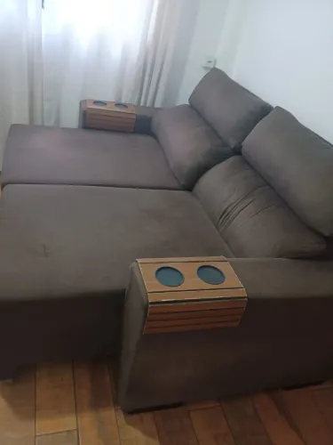 Sofá Reclinável Duplo Marrom 2 Lugares