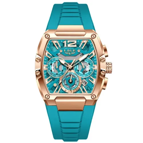 Relógio Masculino LIGE Cronógrafo Aço Inox Pulseira Silicone