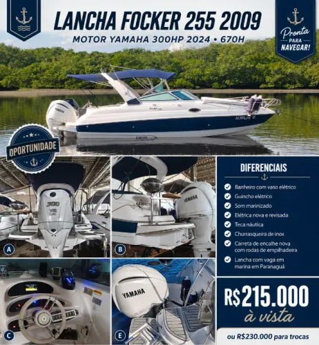 Lancha Focker 255 Motor Yamaha 300HP 2024