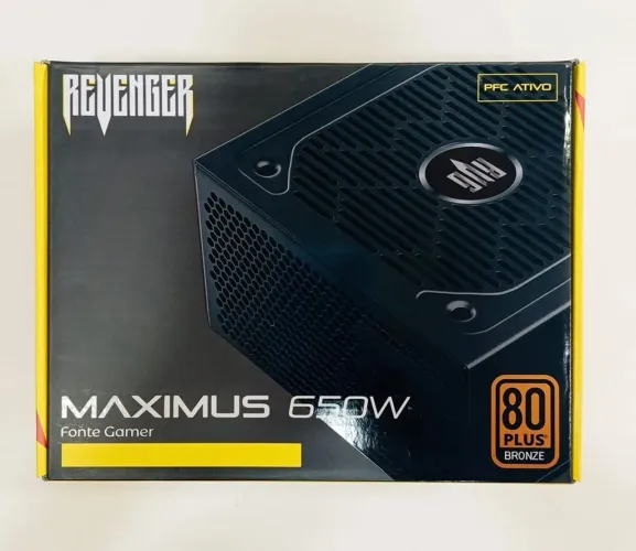 Fonte ATX Gamer Revenger Maximus 650W 80 Plus Bronze PFC Ativo (FO-MAX02) ? Nova