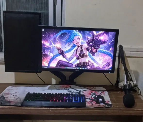 Setup Gamer Completo 144Hz + SSD NVMe + Braço Duplo ELG
