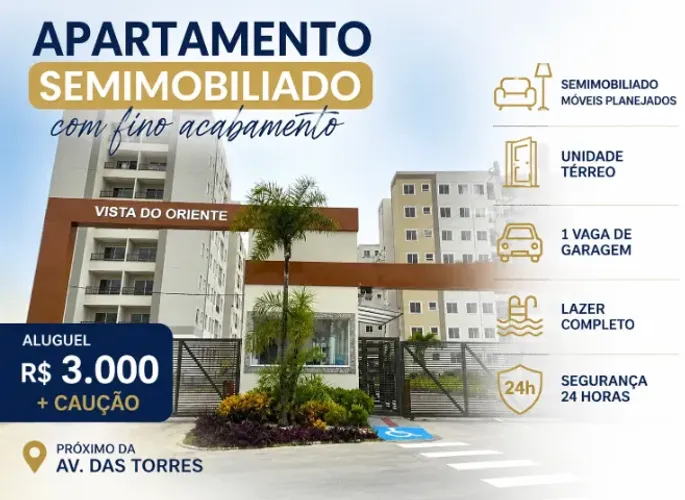 Apartamento semi mobiliado no Condominio Oriente Colonia Japonesa na Avenida das Torres
