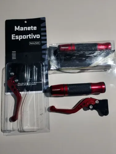 Manopla Luva Alumínio + Manete Esportivo Titan/Fan 125 150 160