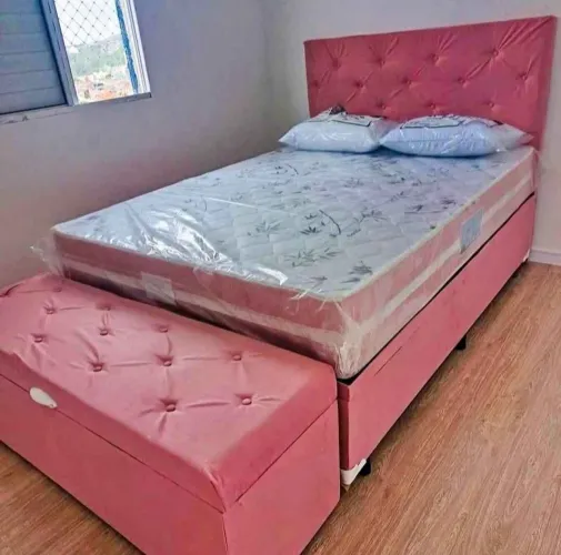 BASE BAU+ COLCHÃO D33 DE QUALIDADE, CABECEIRA E RECAMIER BAU. ENTREGA RÁPIDA  FRETE GRATIS