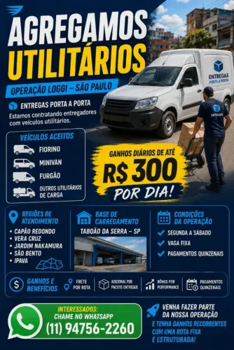 AGREGAMOS VEICULOS PARA ENTREGAS PORTA APORTA