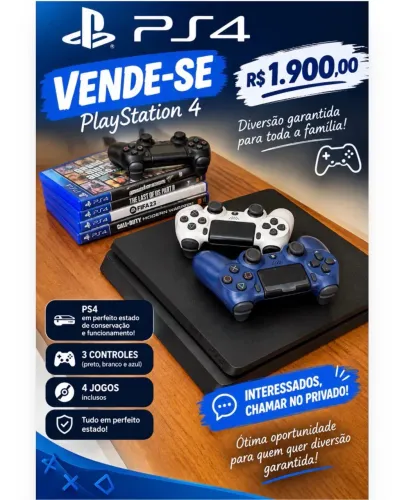 ? **VENDE-SE PLAYSTATION 4 (PS4)!** ?