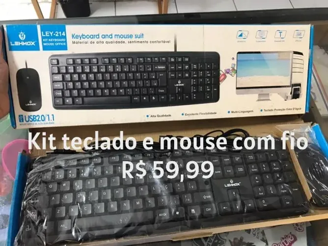 Kit teclado e mouse com fio
