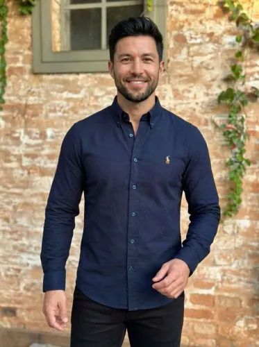 Camisa social manga ralph Tecudo Oxford. Envio imediato.