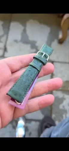 PULSEIRA EM COURO DE AVESTRUZ LEGITIMO FEITA A MÃO 20MM VERDE