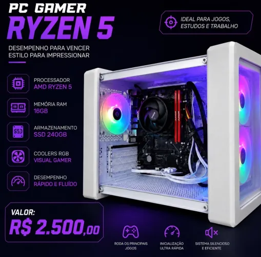 Seu Novo PC Gamer Está Aqui - Ryzen 5 + 16GB RAM