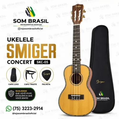 UKULELE SMIGER SKC-05 + CAPA +PALHETA+CAPO
