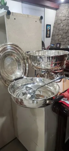 2 Sopeiras / Rechaud de Prata com Tampa e Concha - Elegância para Mesa Posta