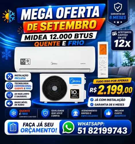 Ar condicionado Midea 12.000 Btus convencional quente e frio