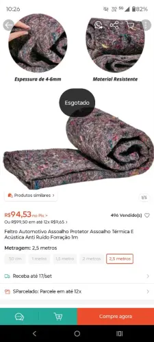 Feltro automotivo assoalho protetor térmica