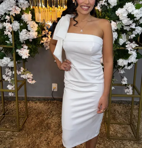 Vestido noiva civil Midi com Laço