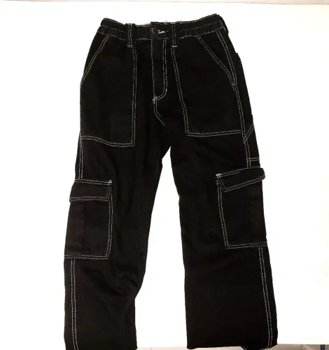 Calça YOUCOM preta all black reta cintura alta