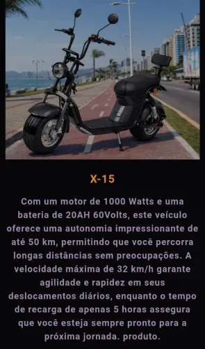 Moto Eletrica X 15 motor 1000 watts nova 