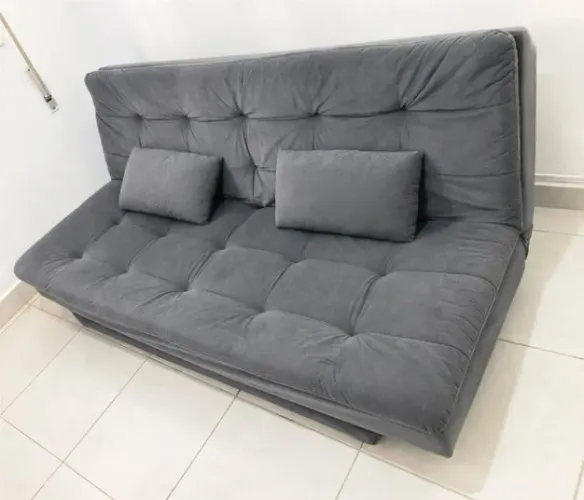 Sofá-Cama Cinza Reclinável | Novo 