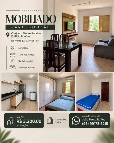APARTAMENTO MOBILIADO PARA LOCAÇÃO | FRENTE PARA A VILLE ROY