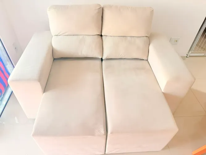 Sofá retrátil e reclinável 2 lugares, bege zerado @