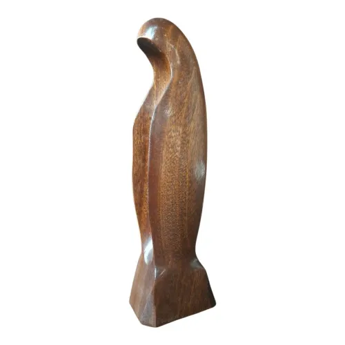 Antiga Escultura Em Madeira De Lei 15x4.