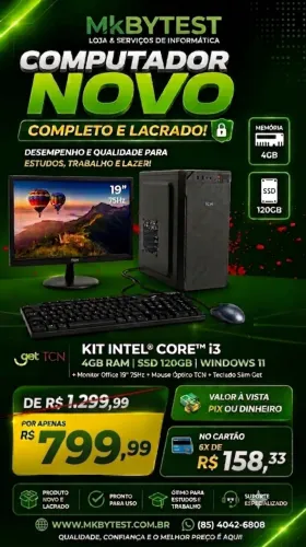 PC COMPLETO I3 SSD 120GB RAM 4 GB