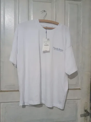 Camiseta Zara florida Beach branca tamanho P