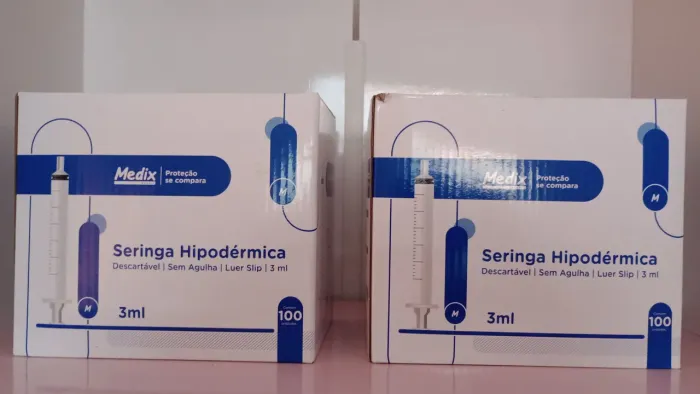 2 Cxs de seringa hipodérmica, descartável, sem agulha, Luer Slip, 3 ml, 100 unid., Medixi