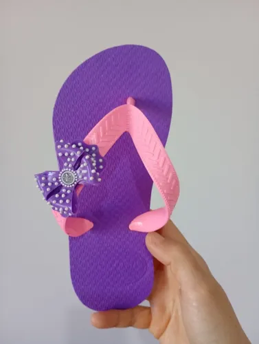 Chinelos Veste Fácil - Modelo Analice - 100% borracha - Flip-flop lilás/rosa glacê - 27/28