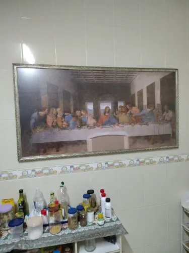 Quadro em tela impressa realista A santa ceia com vidro anti reflexo