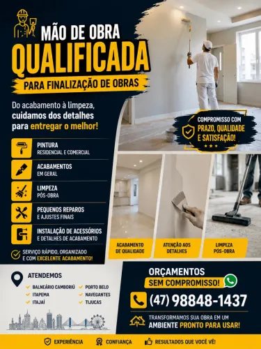 MÃO DE OBRA QUALIFICADA PARA FINALIZAÇÃO DE OBRAS 