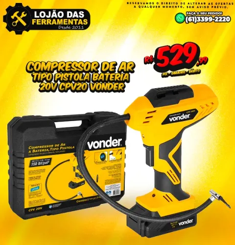 Compressor de Ar Tipo Pistola Bateria 20v CPV20 Vonder