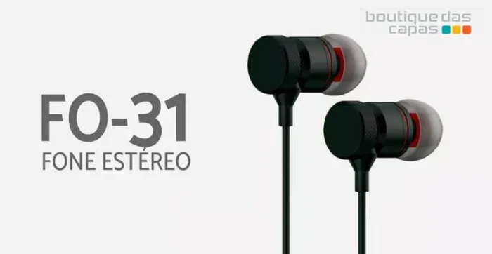 Fone estéreo FO-31 revestimento metálico
