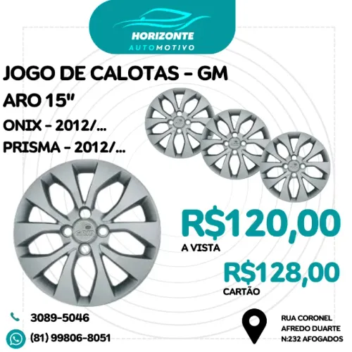 jogo de calotas aro 15 Onix e Prisma 2012/
