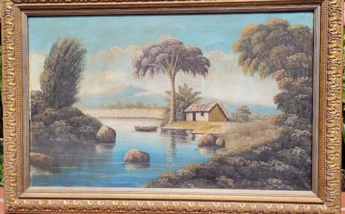 Antigo quadro óleo sobre tela.