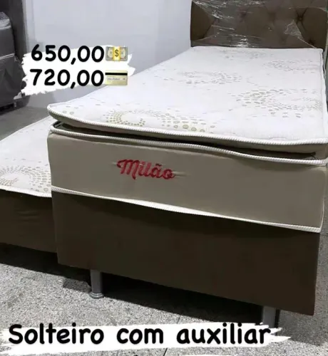 Cama Box Solteiro com Auxiliar Milão