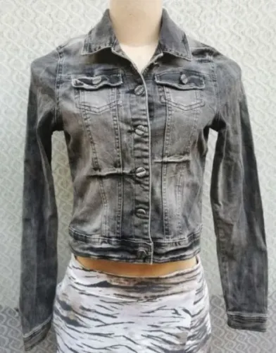 jaqueta jeans renda planet girls tam p