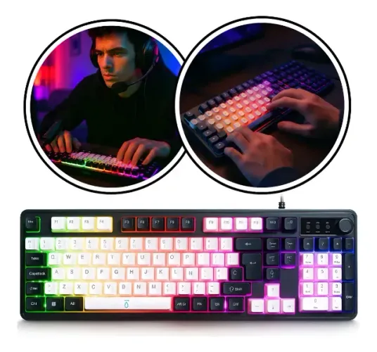 Teclado Semi Mecânico Com Fio De 99 Teclas Rgb Led-usb Cor De Teclado Preto Idioma Portugu