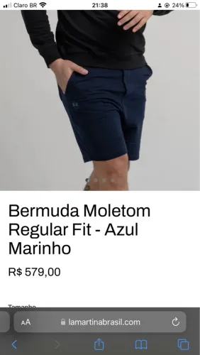 Bermuda moletom la Marfina azul marinho nova 