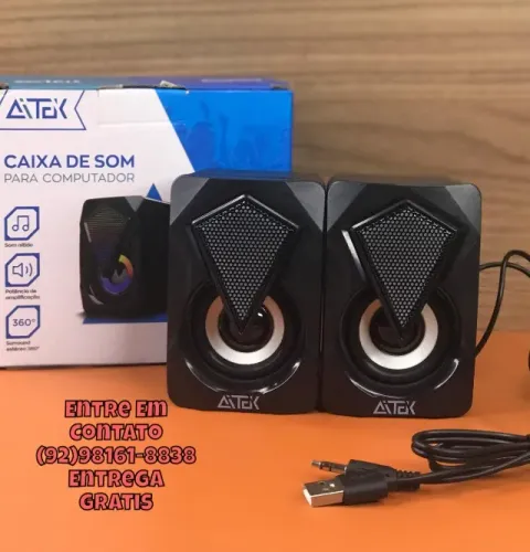 Caixinha de Som para PC com luzes RGB - Entregamos das 9 ate as 22 hrs 