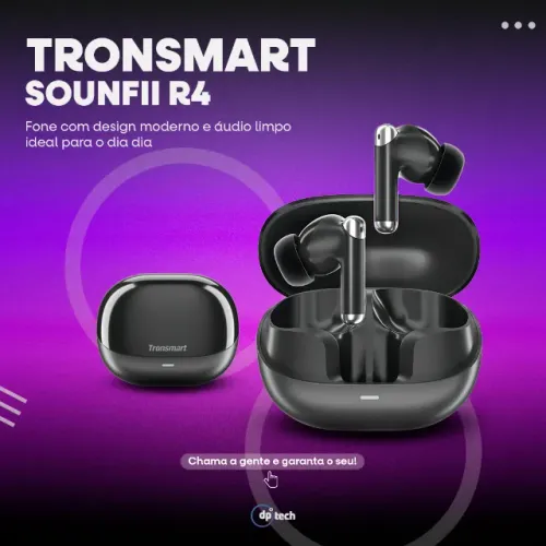 Fone Bluetooth 5.3 Tronsmart Sounfii R4 preto -Entrega Grátis-