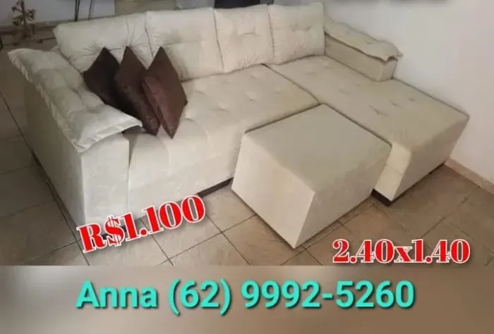 Sofá em L com Puff