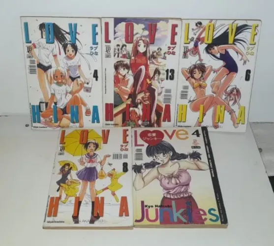 Mangá,Love,Hina,Lote De 5 Volumes,Em Muito Bom Estado
